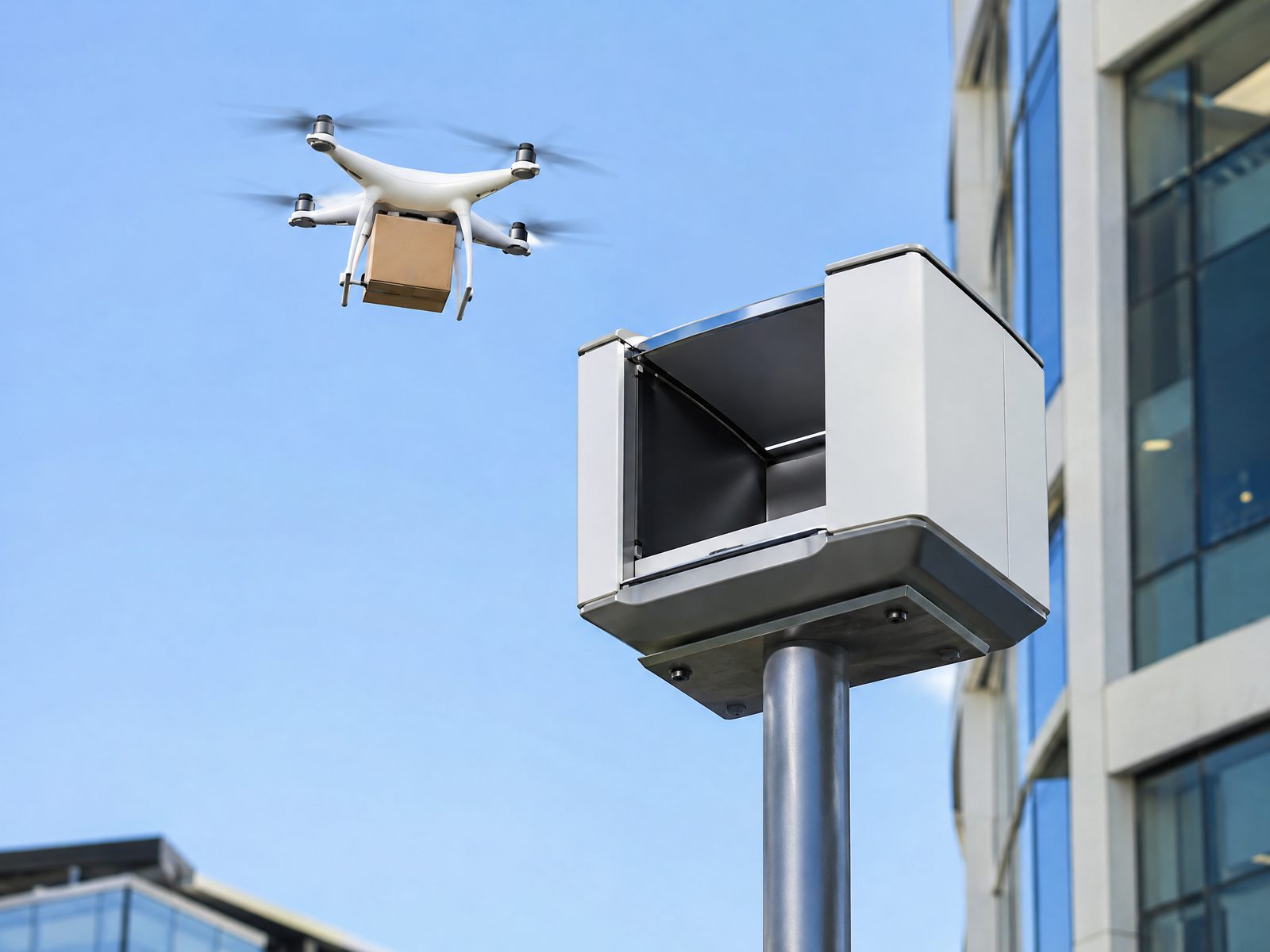Drone photo illustrating: Drone Delivery Models Compared: Ground Landing, Winch, Drop and Locker